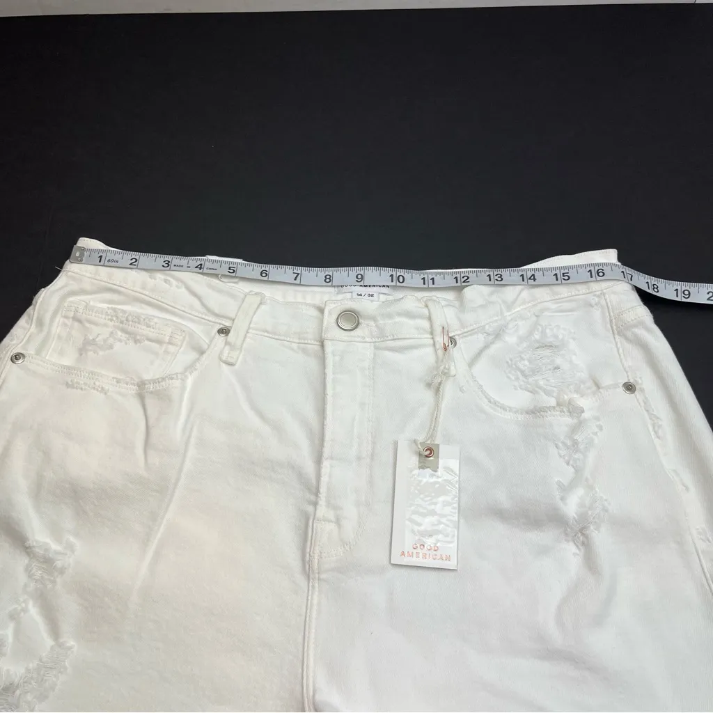 Good American Shorts‎ Good 90s Womens Size 14 / 32 White Denim Distressed NEW - Image 8