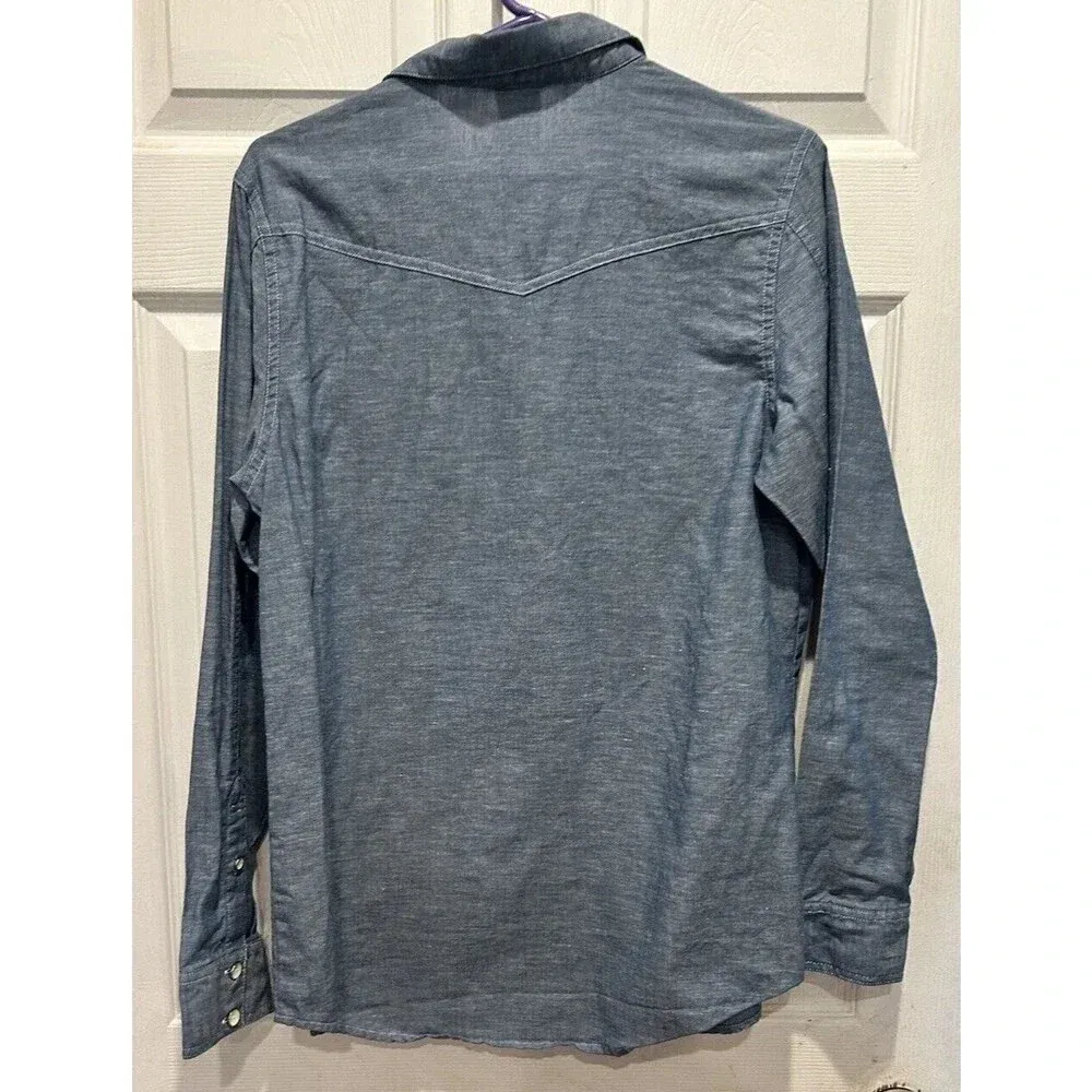 Nike‎ 6.0 Women's Size Large Blue Button Up Shirt Organic Cotton Linen Blend - Image 6