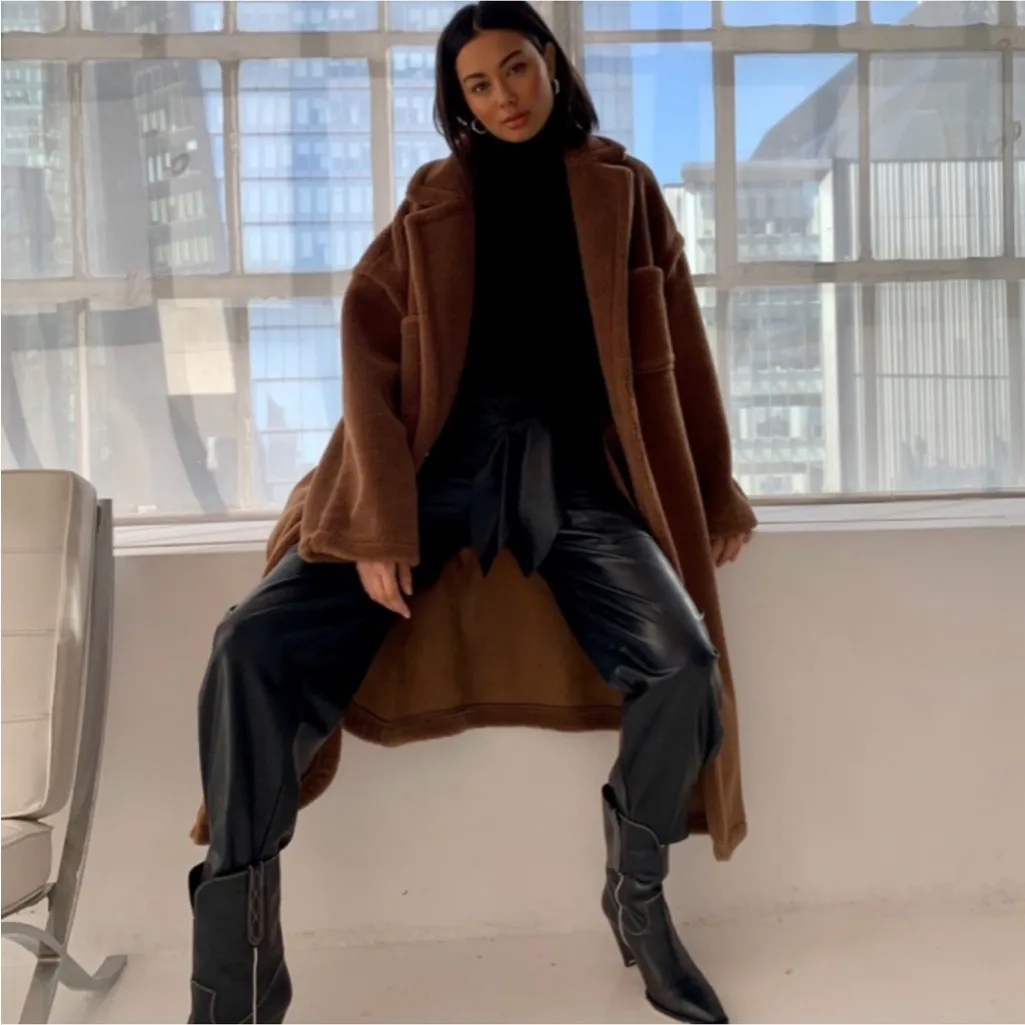 NEW w Tags Choosy Oversized Mocha Brown Teddy Coat, Size XL, MSRP $300 - Image 5