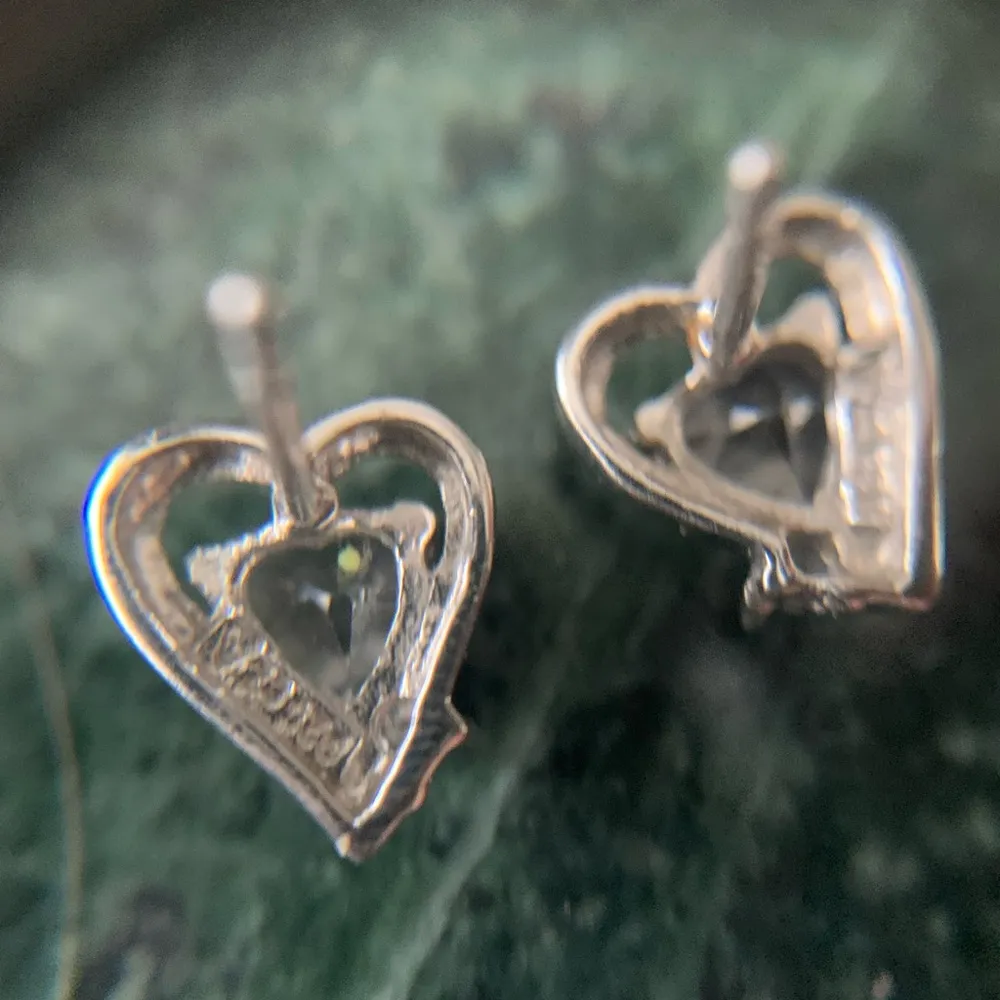 Sterling Silver Lab Created Sapphire Heart Shaped Stud Earrings 925 - Image 7