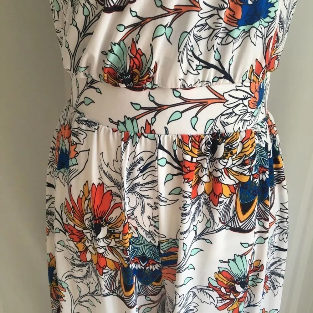 G by Giuliana Floral Sleeveless Jumpsuit White Small Petite Wide Leg V - Image 5