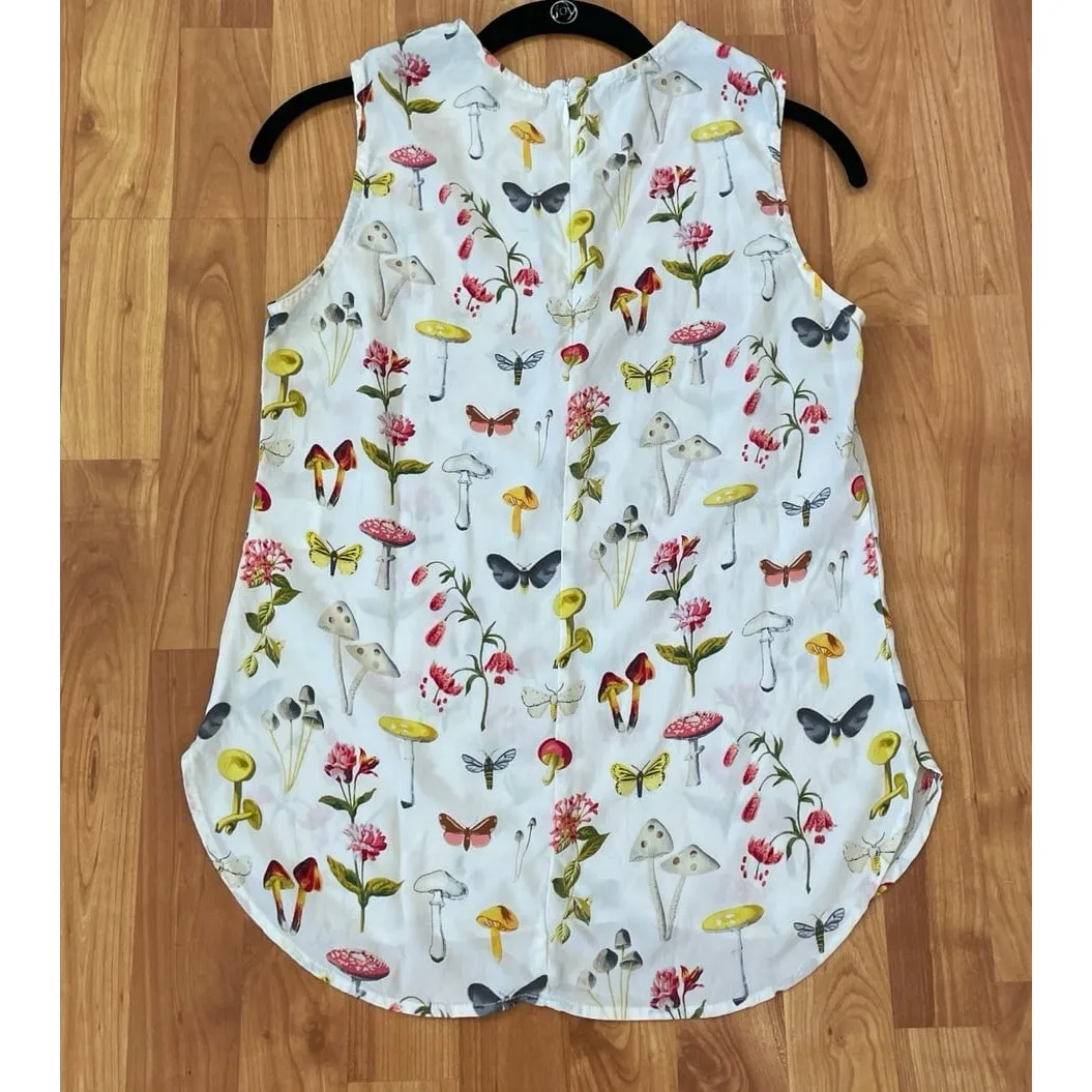 Equipment Femme‎ Lyle pure 100 % silk mushroom butterfly floral Tank Top Size 0 - Image 3