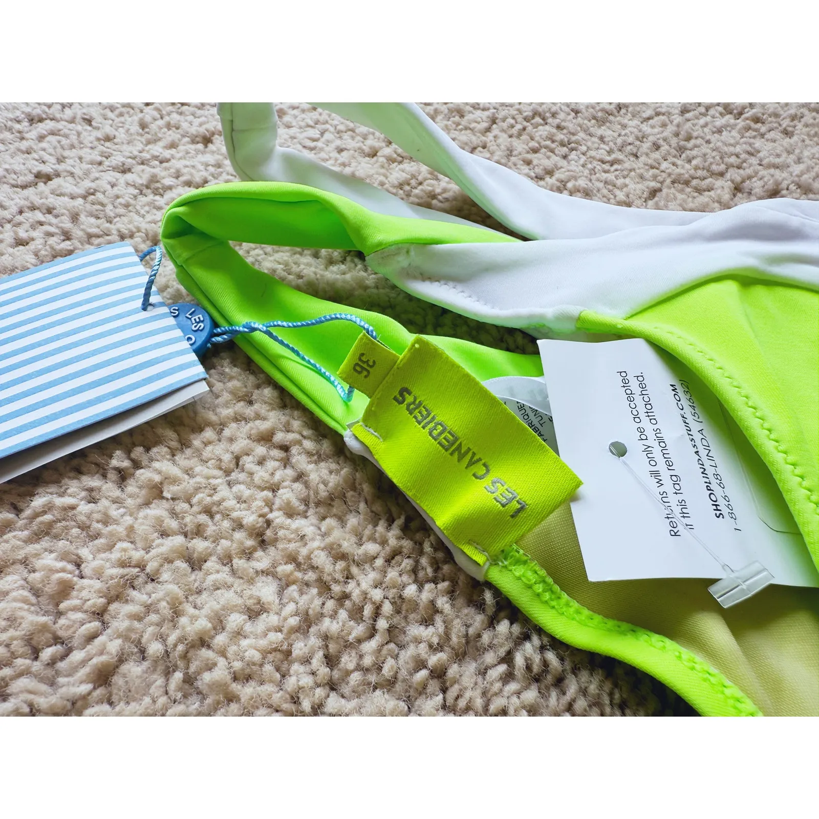 NWT Les Canebiers Designer Strappy Bikini Bottom S Neon Green Swim Riviera Yacht Size undefined - Image 3