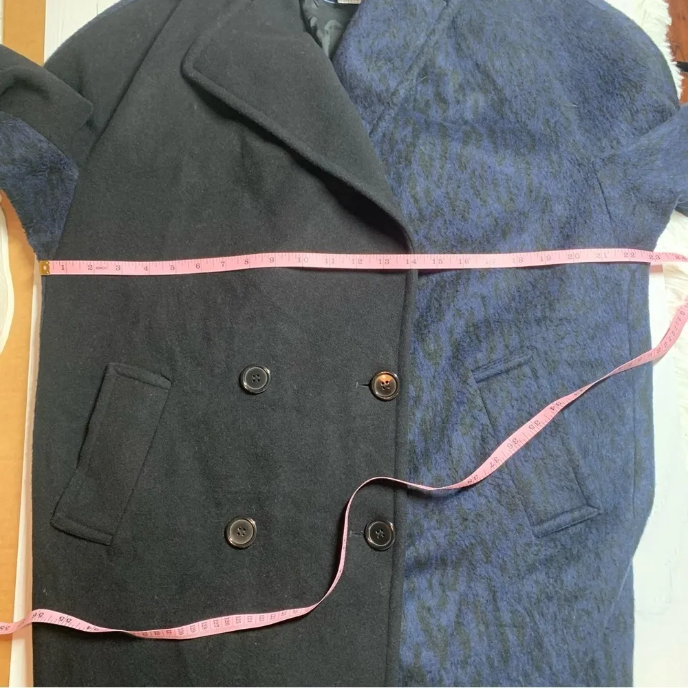 Helene Berman Double Breasted Contrast Animal Print Coat Wool Blend Medium - Image 6