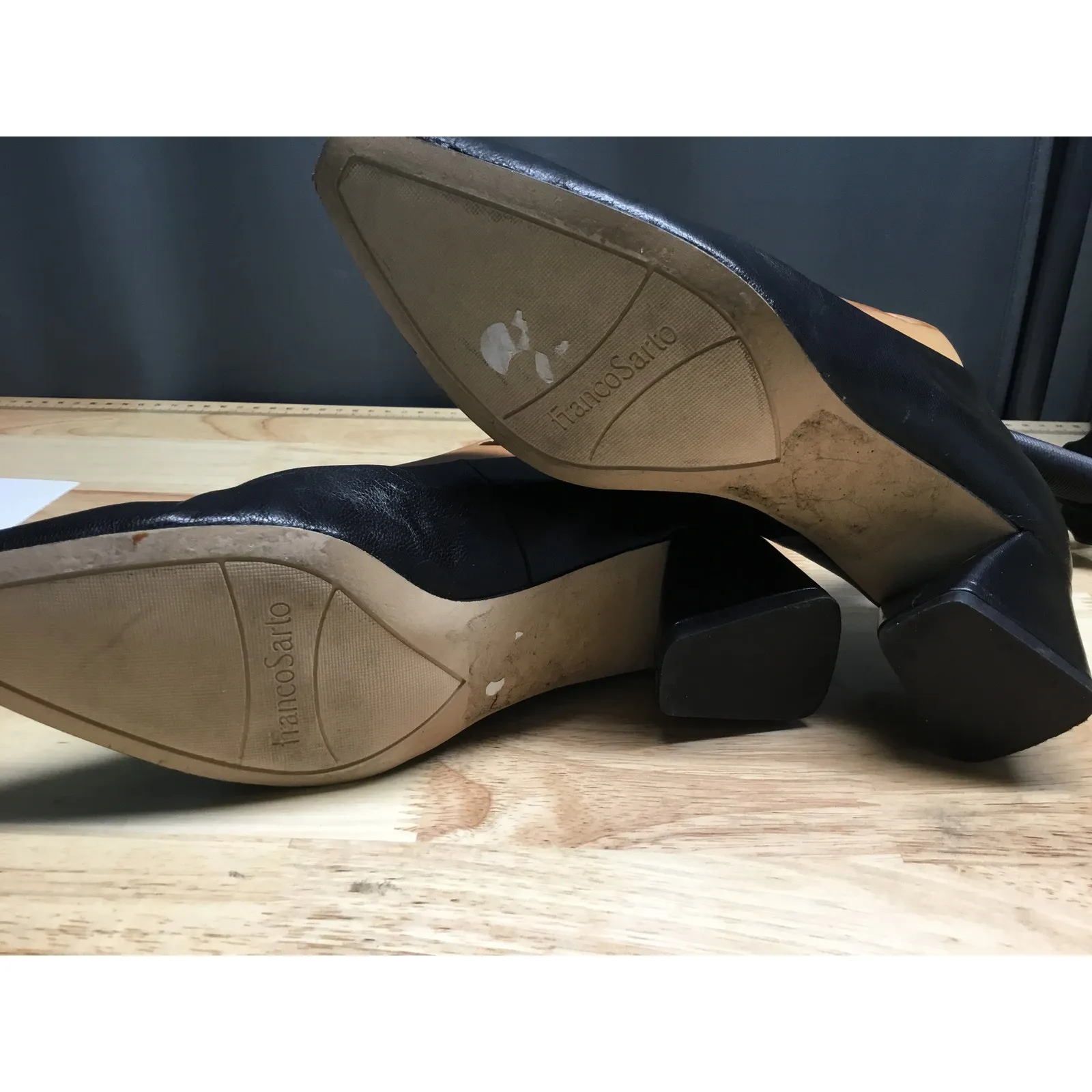 Franco Sarto Pumps Women's 6.5M Black Leather Slip-On Almond Toe Dress Heels - Image 5