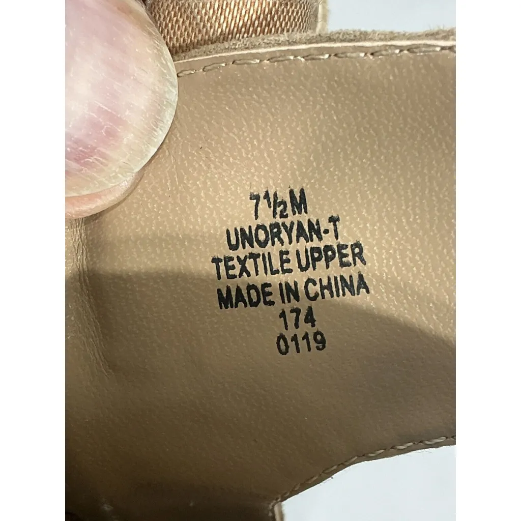 Womans Unisa Unoryant 7.5 M Tan Peep Toe Perforated Strap Heel Ankle Shoes - Image 7