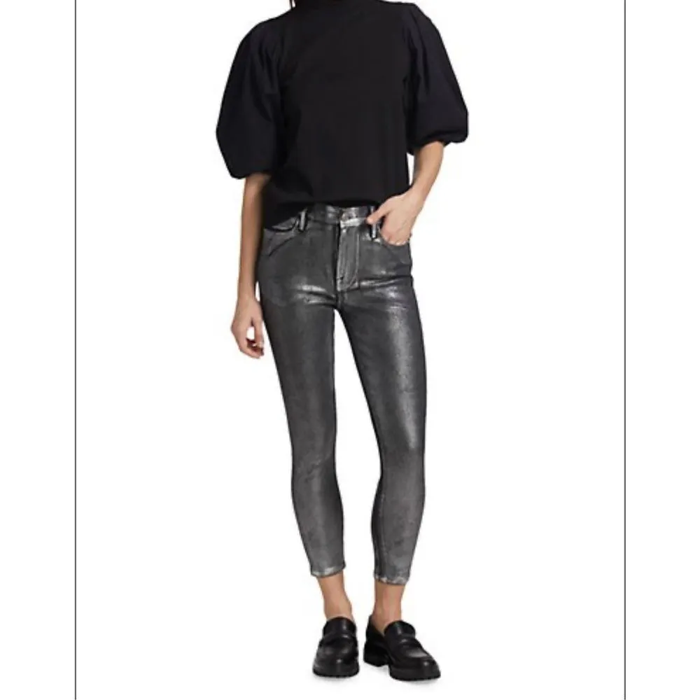 frame denim FRAME | Le High Chrome Noir Skinny Crop Jeans size 29 - Image 4