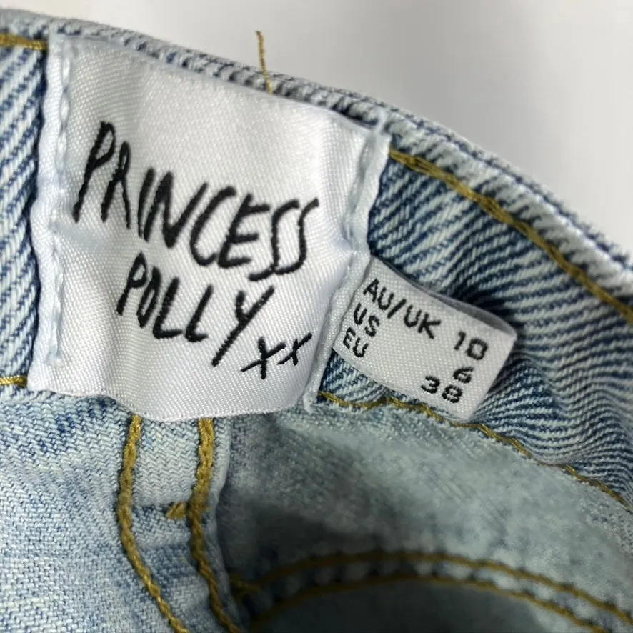 Princess Polly‎ XX Light Wash High Rise Mom Jeans Women's Size 6 Denim Pants - Image 10