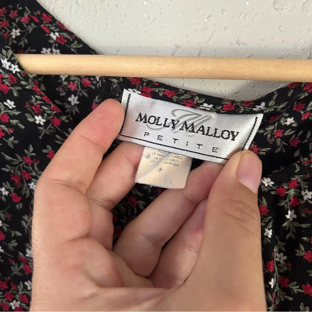 Molly Malloy Vintage Floral Sleeveless Black Dress Retro 90s Casual Lightweight Size 10 - Image 2