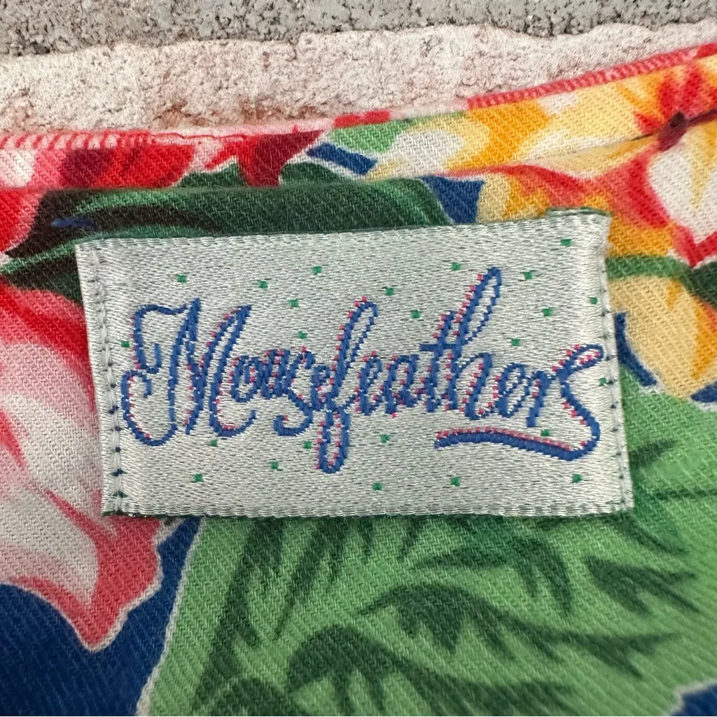 Vintage Mousefeathers Small Floral Ruffle Midi Dress 80s Floral Bib Whimsical Blue - Image 4