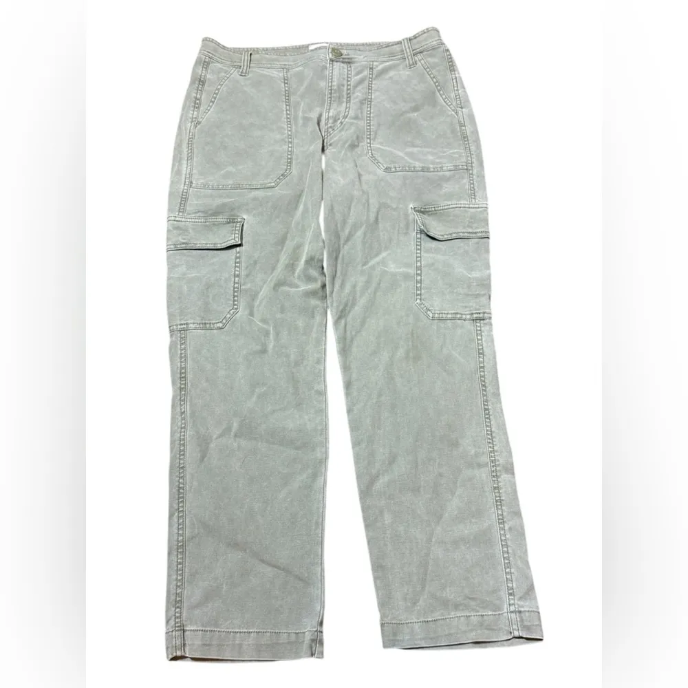 J Crew Olive Green Straight Leg Cargo Cropped Pants 27 - Image 4