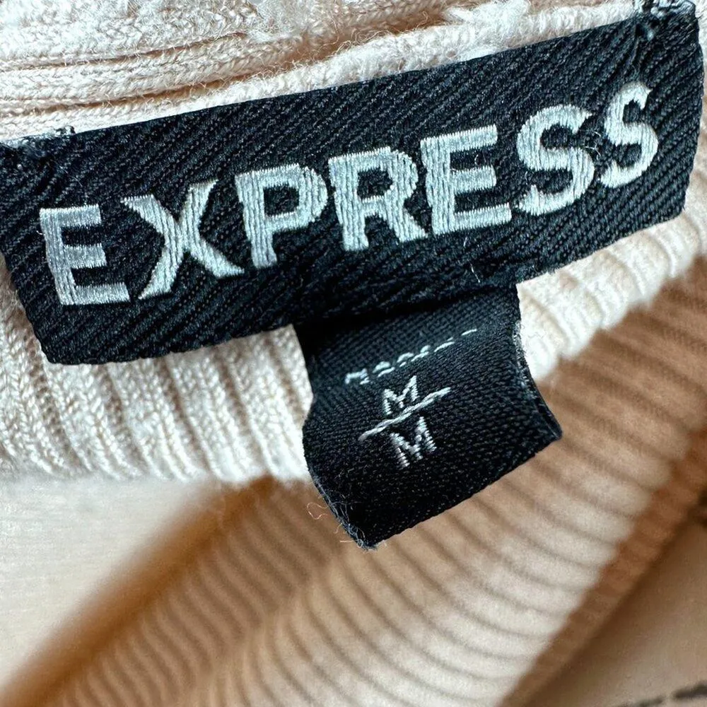 Express Cold Shoulder Ribbed V-Neck Bell Sleeve Sweater - Blush - size M - Image 14