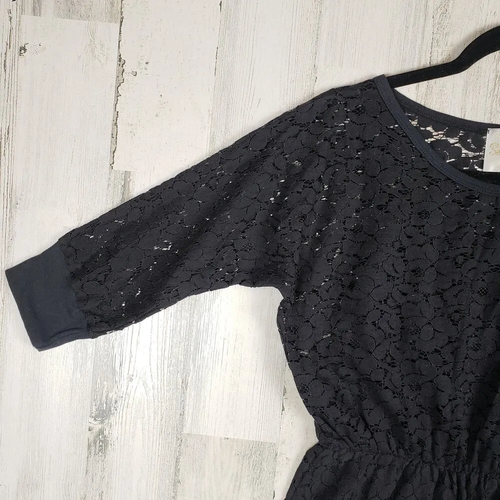 Souvenir Edition by Stacy Woo Black Lace 1/2 Sleeve Mini Dress Women's Size undefined - Image 4