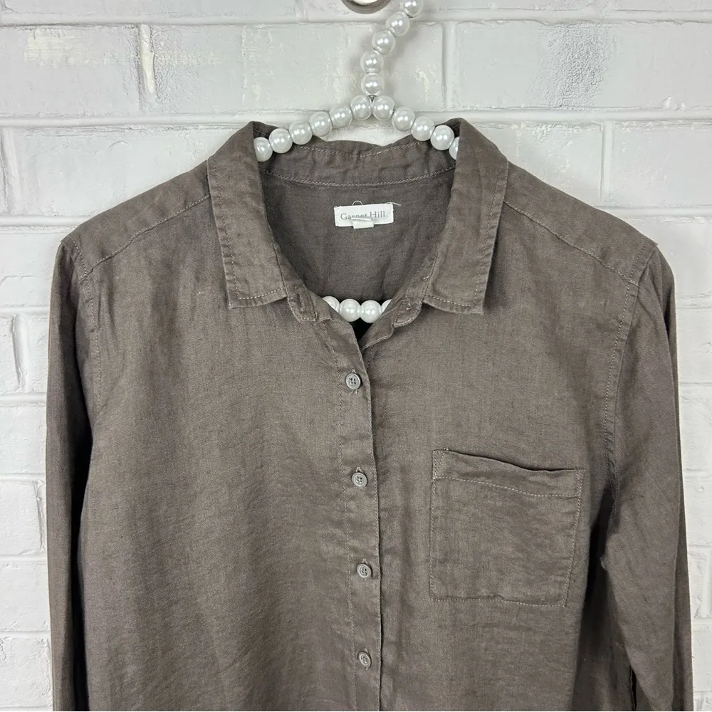 Garnet Hill Easy Linen Button Down Shirt Size 8 - Image 4