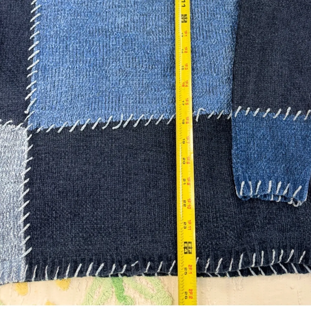 North Crest Patchwork Turtleneck Sweater Blue Denim Look Size 14W 16W 1X - Image 2