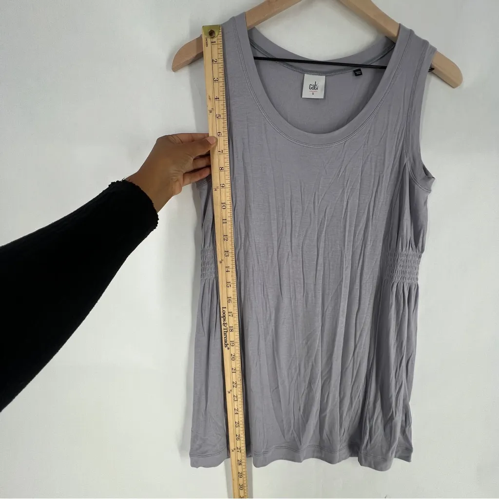 CAbi Huddle Tank Light Gray Lavender Scoop Neck Shirred Waist‎ Tank Top Size S - Image 11