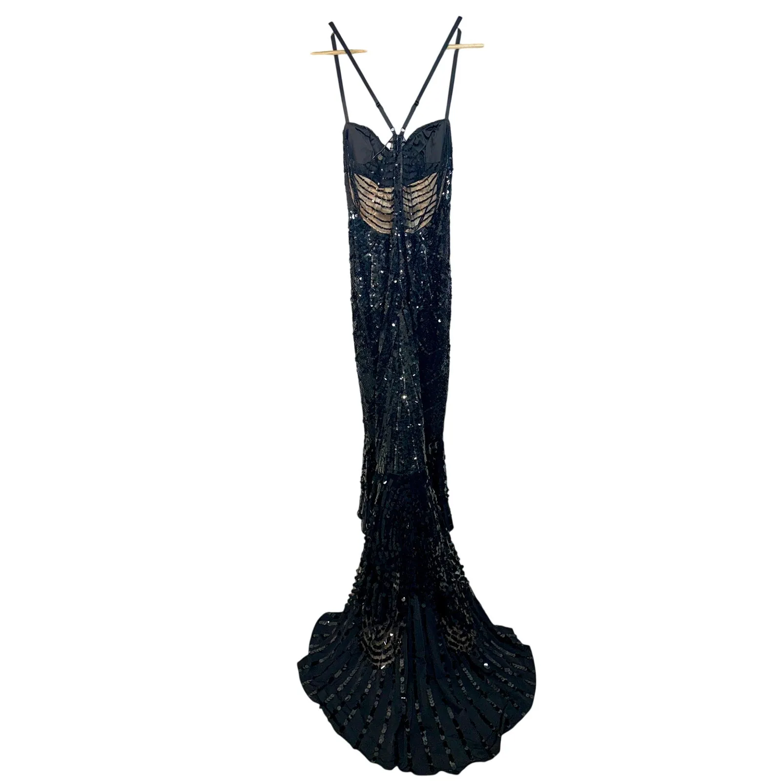 NWT Mandalay Black Sequin High Low Maxi Gown Evening Formal Dress Womens Size 10 - Image 6