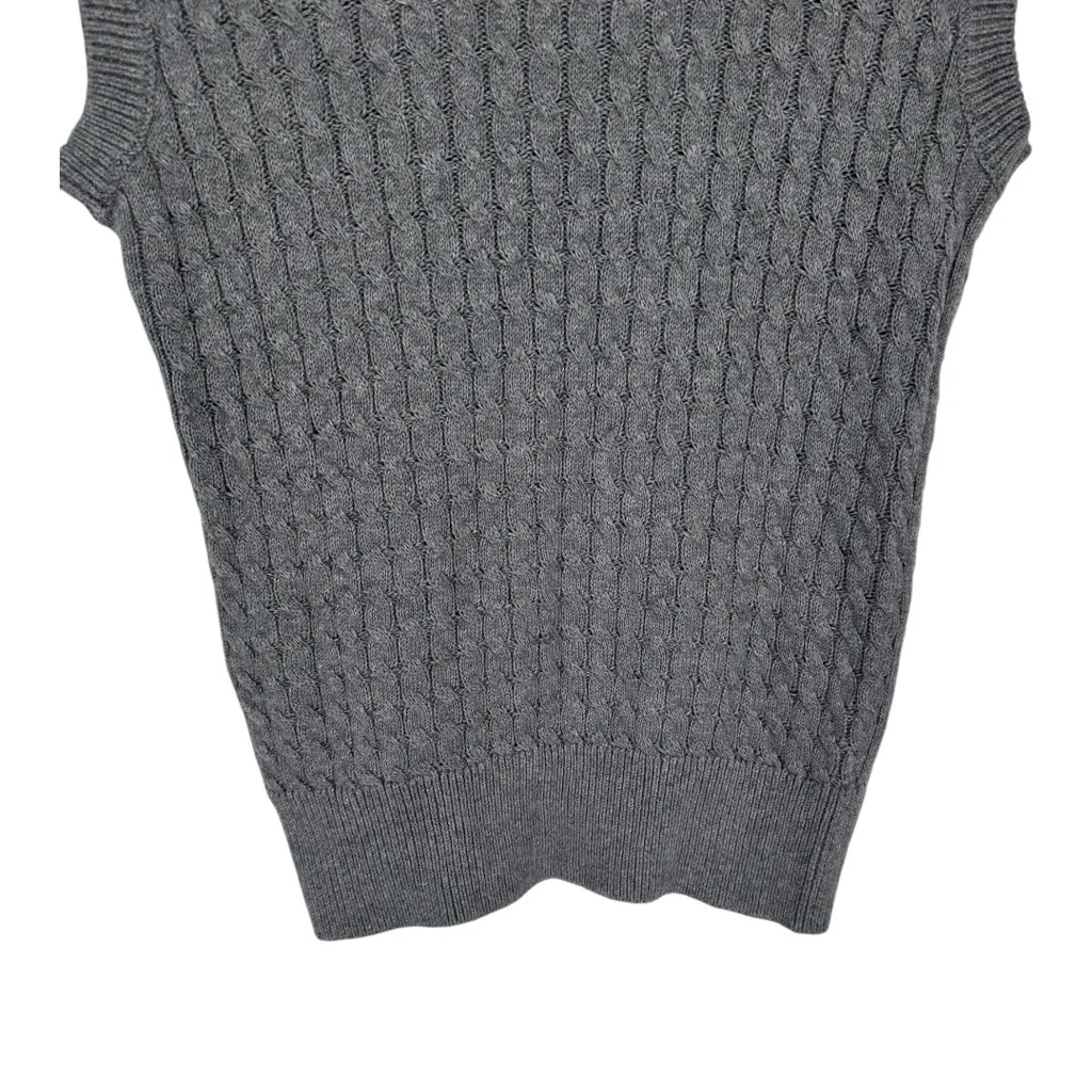 L’academie Grey Knit Collared Sweater Vest size XS Cotton Wool Blend Sleeveless - Image 6