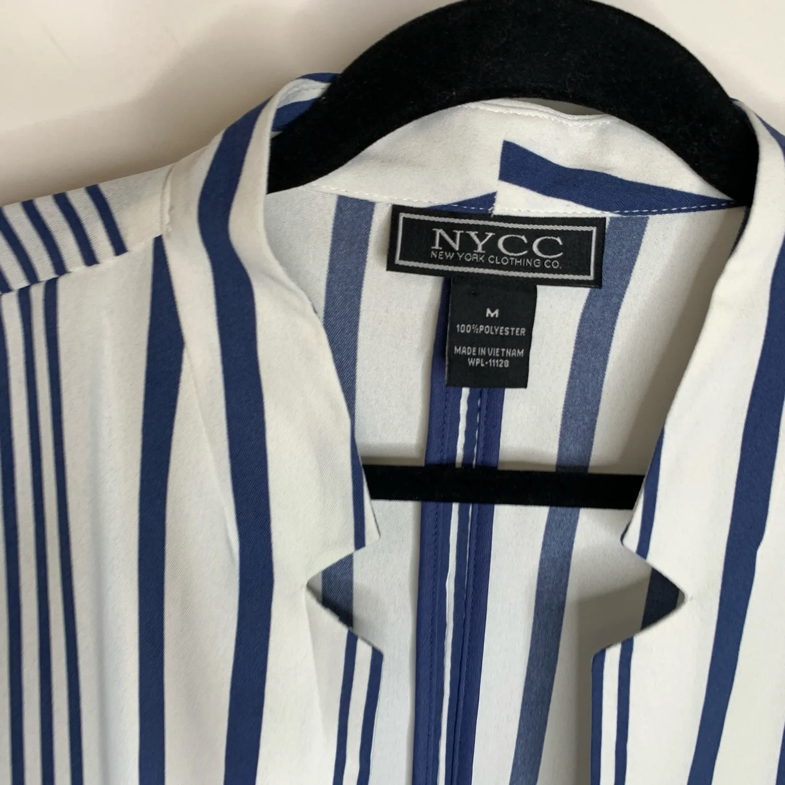 NYCC Blue White Striped Open Front Shirt Jacket Sz Medium - Image 7