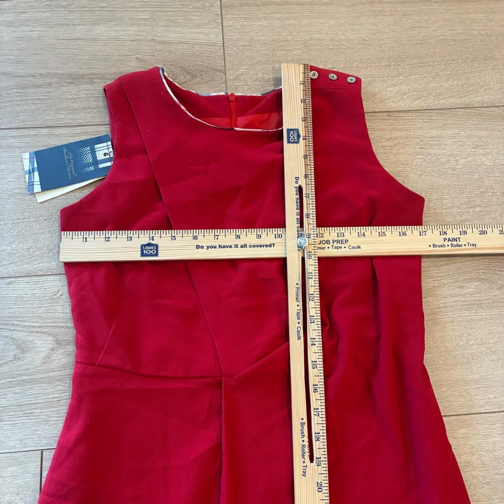 NWT Barbour Women’s Leathen Dress Viscose Blend Red Sleeveless Pencil Size 6 - Image 3