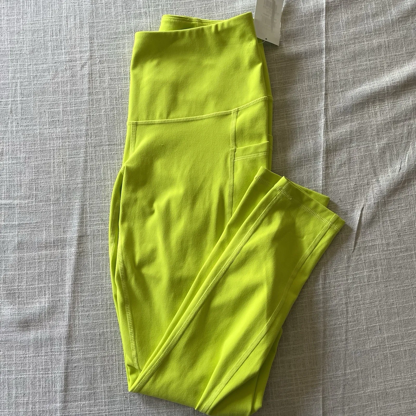 Z by Zella Neon Yellow Leggings S High Rise Pocket Yoga Pants NWT Activewear‎ - Image 4