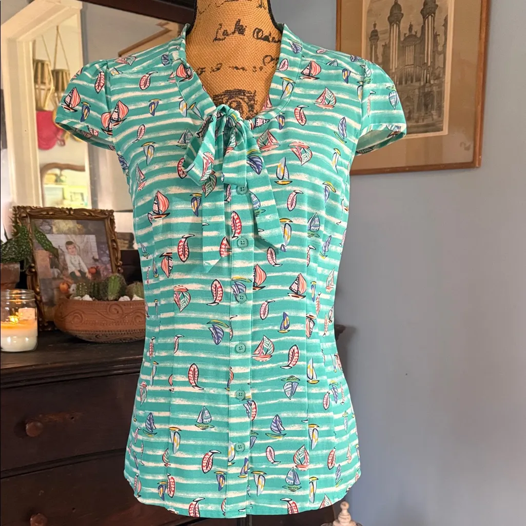 Modcloth  Sailboat Print Blouse - Image 2