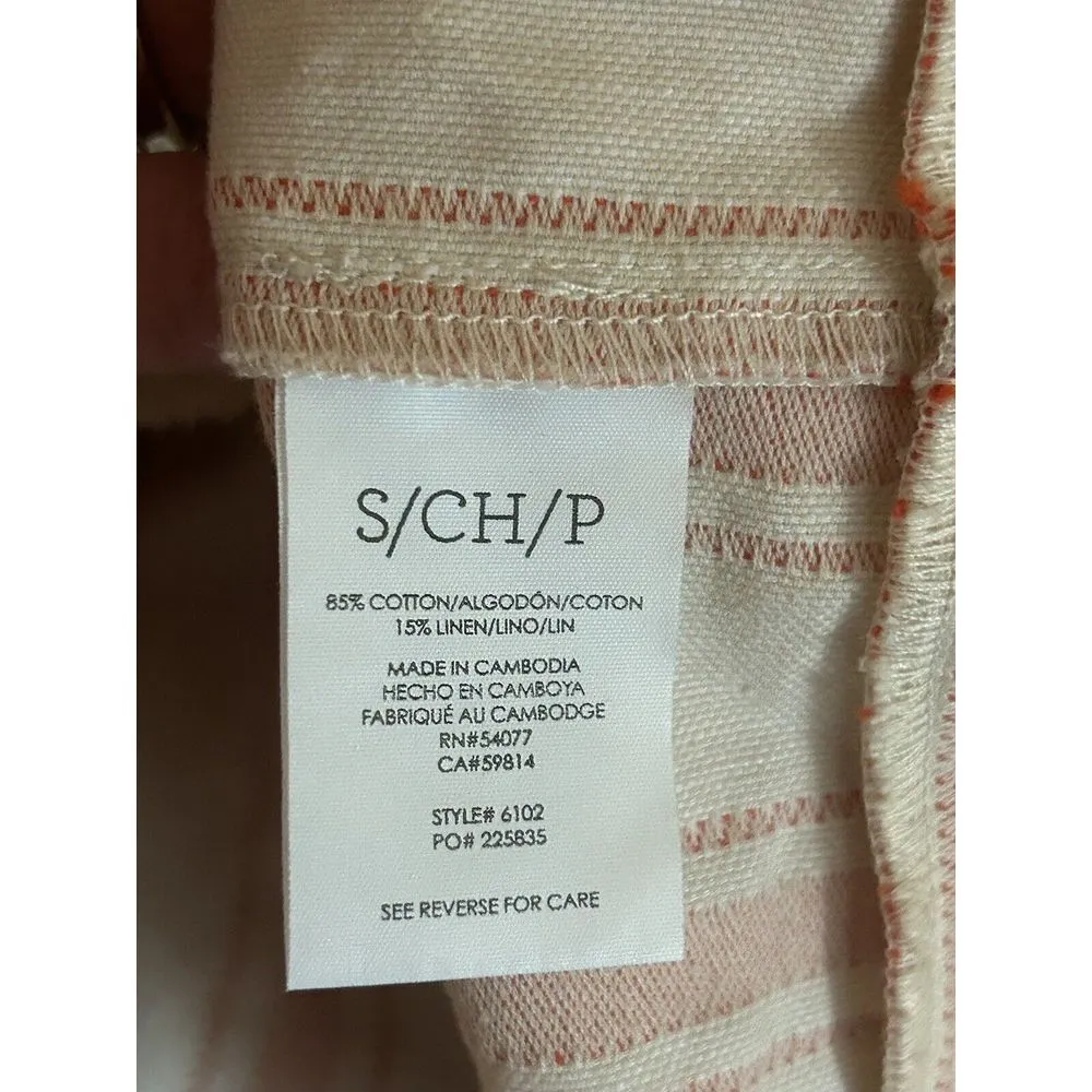 Cabi Brunch Top Orange Cream Stripe Square Neck Babydoll Shirt‎ Small 6102 NEW - Image 7