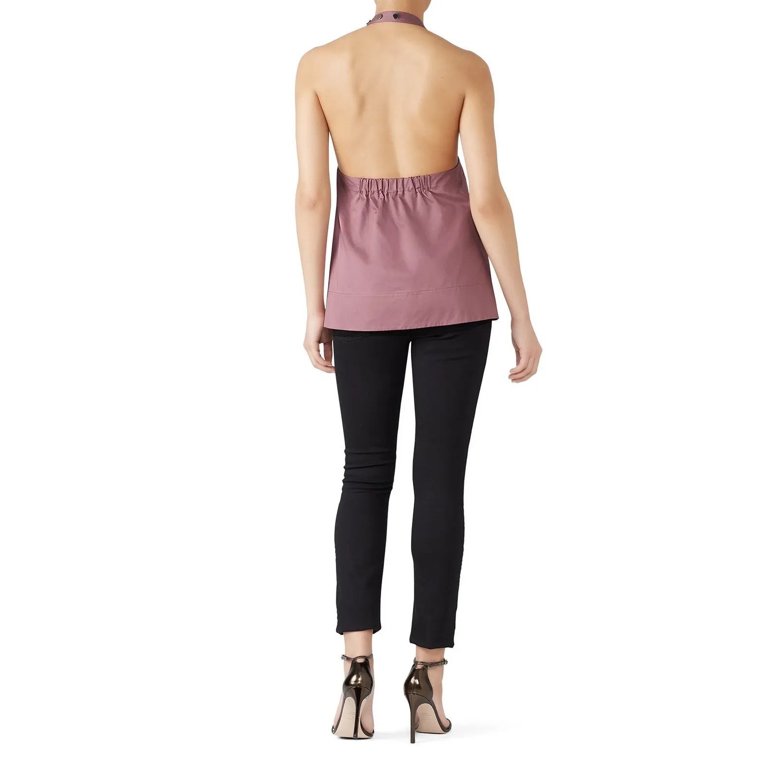 TIBI Purple Pink Dusty Hue Halter Neckline Snap Closure Halter Top size 8 - Image 2