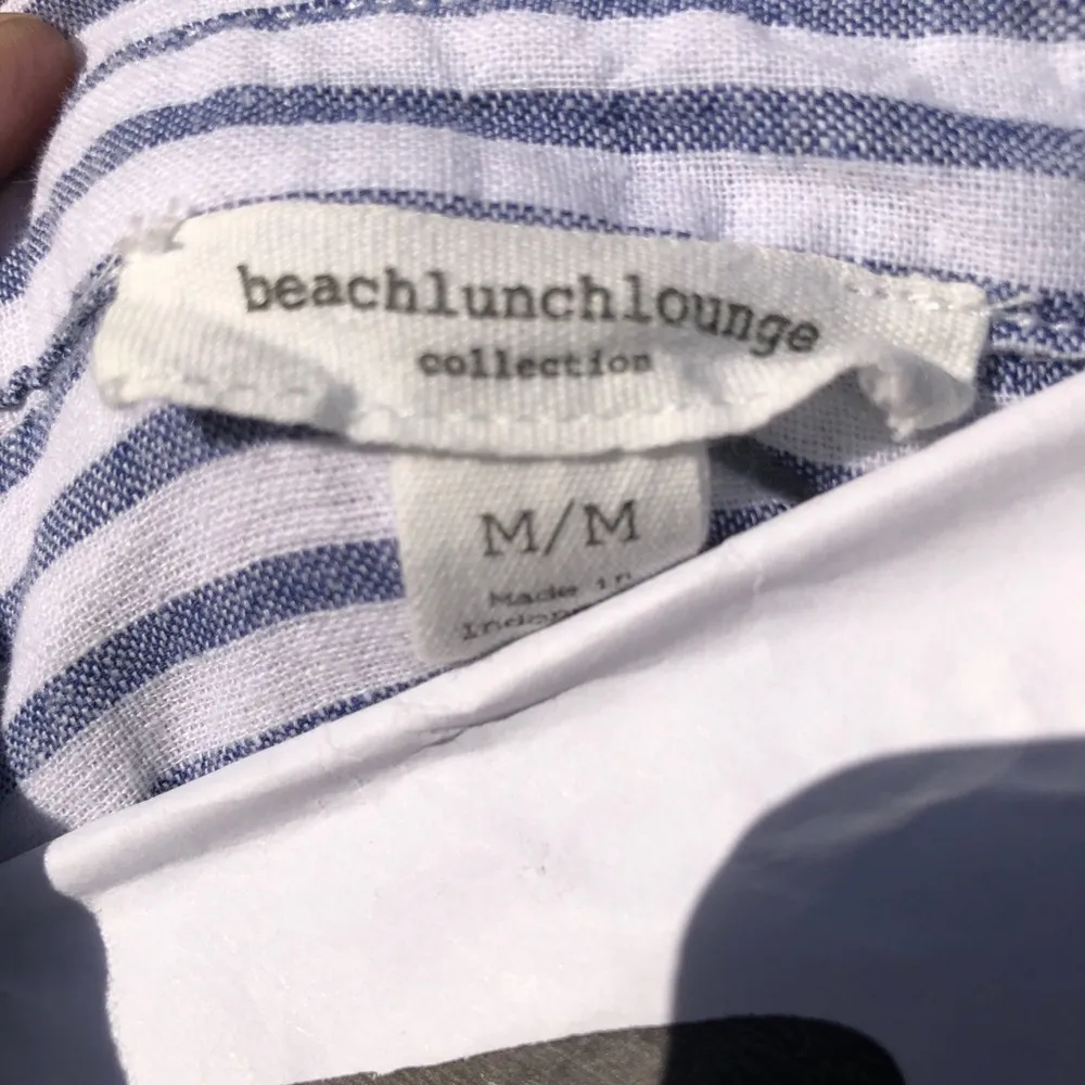 Beachlunchlounge Blue Striped Pullover Blouse Women's Medium - Image 5