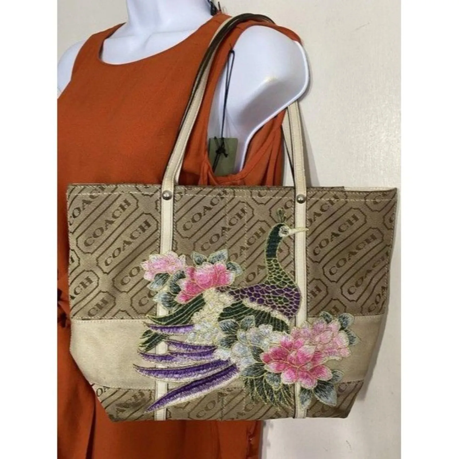 coach w customized by me w applique tan beige jacq - Image 6