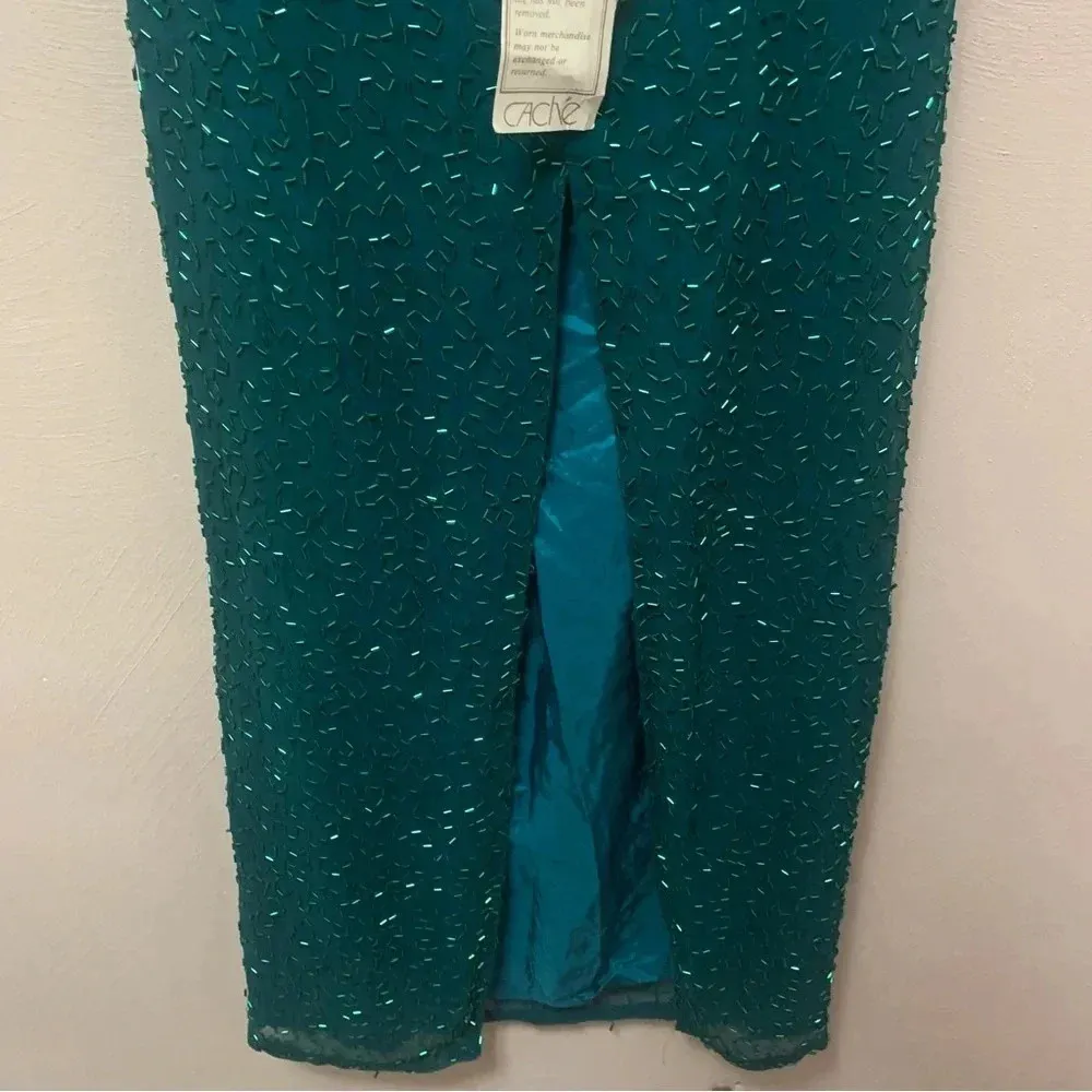 Vintage Silk Beaded Gown - Image 9