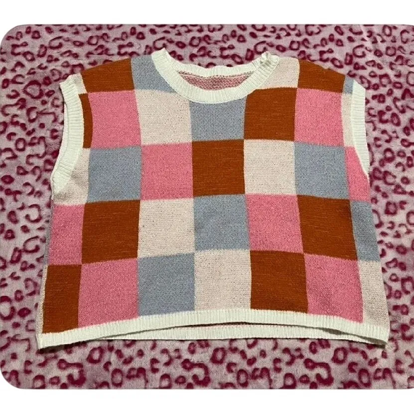 Cato‎ Poplin Gingham Cropped Top XL Pink - Image 2