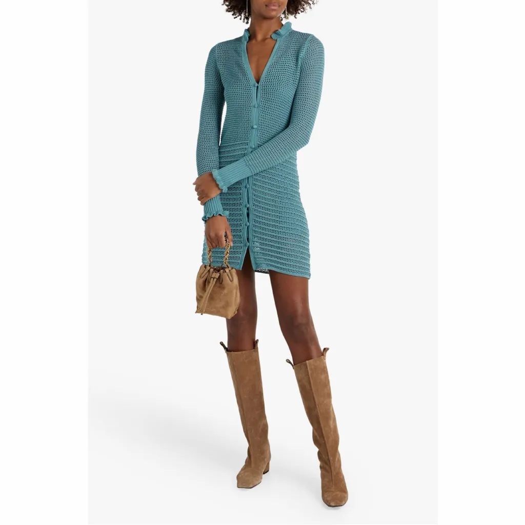 Joie Torrens Open-knit Cotton Mini Dress Adriatic Blue Small NWT - Image 4