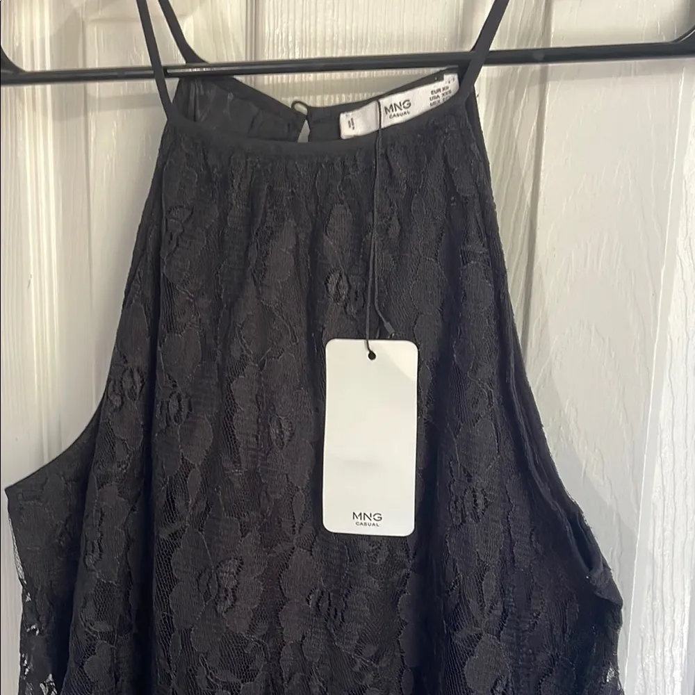 Chic Black Lace Halter Romper - Image 2