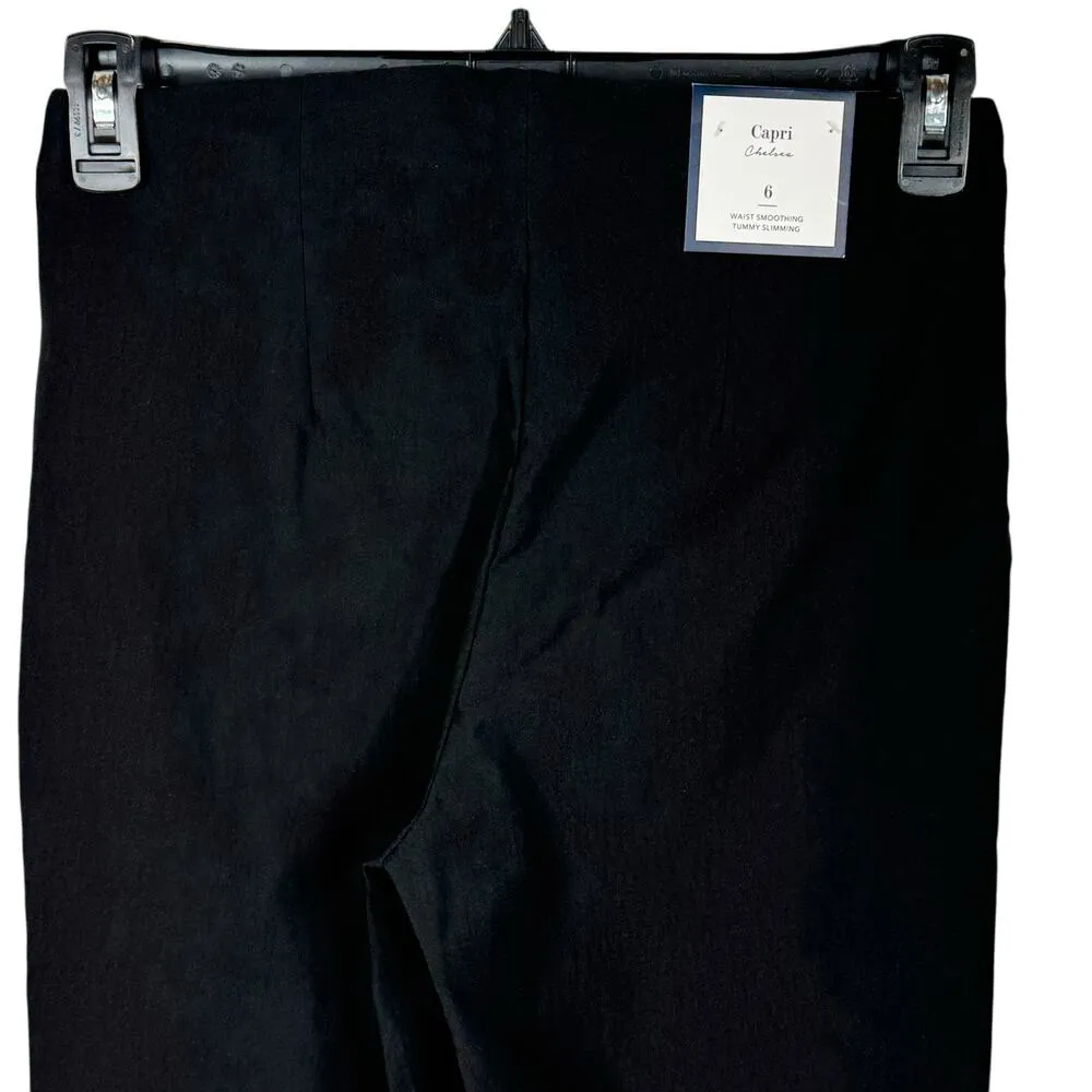 Charter Club SZ 6 Chelsea Capris Pants Flat Front Stretch Pull-On Slimming Black - Image 4