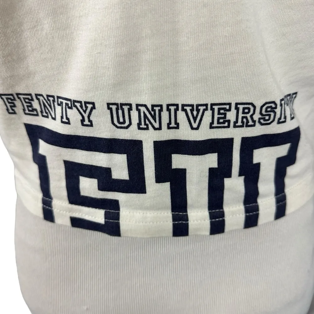 Puma X Fenty University Cropped Vintage Tee in Cream Large Rhianna Baby Tee - Image 10