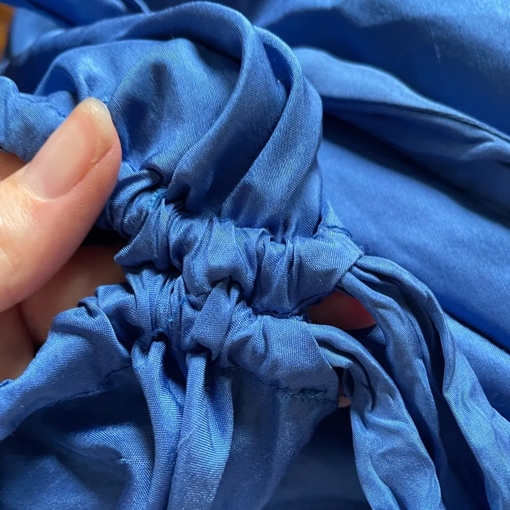 Y2K vintage 100% silk dress halter periwinkle blue party dress banana republic - Image 3