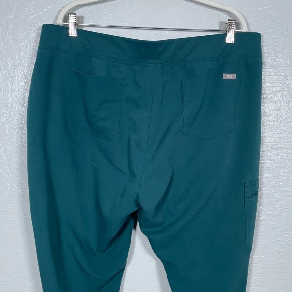 Figs Women XXLP Petite Teal Blue Zamora Jogger Scrub Pants Pocket Yoga Waistband - Image 7