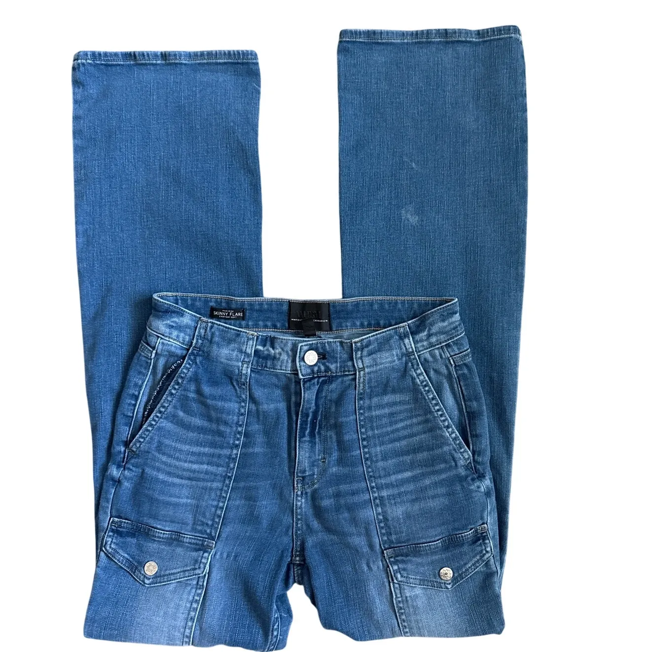 White House Black Market High-Rise Everyday Soft Skinny Flare Jeans Blue Size 6L - Image 5