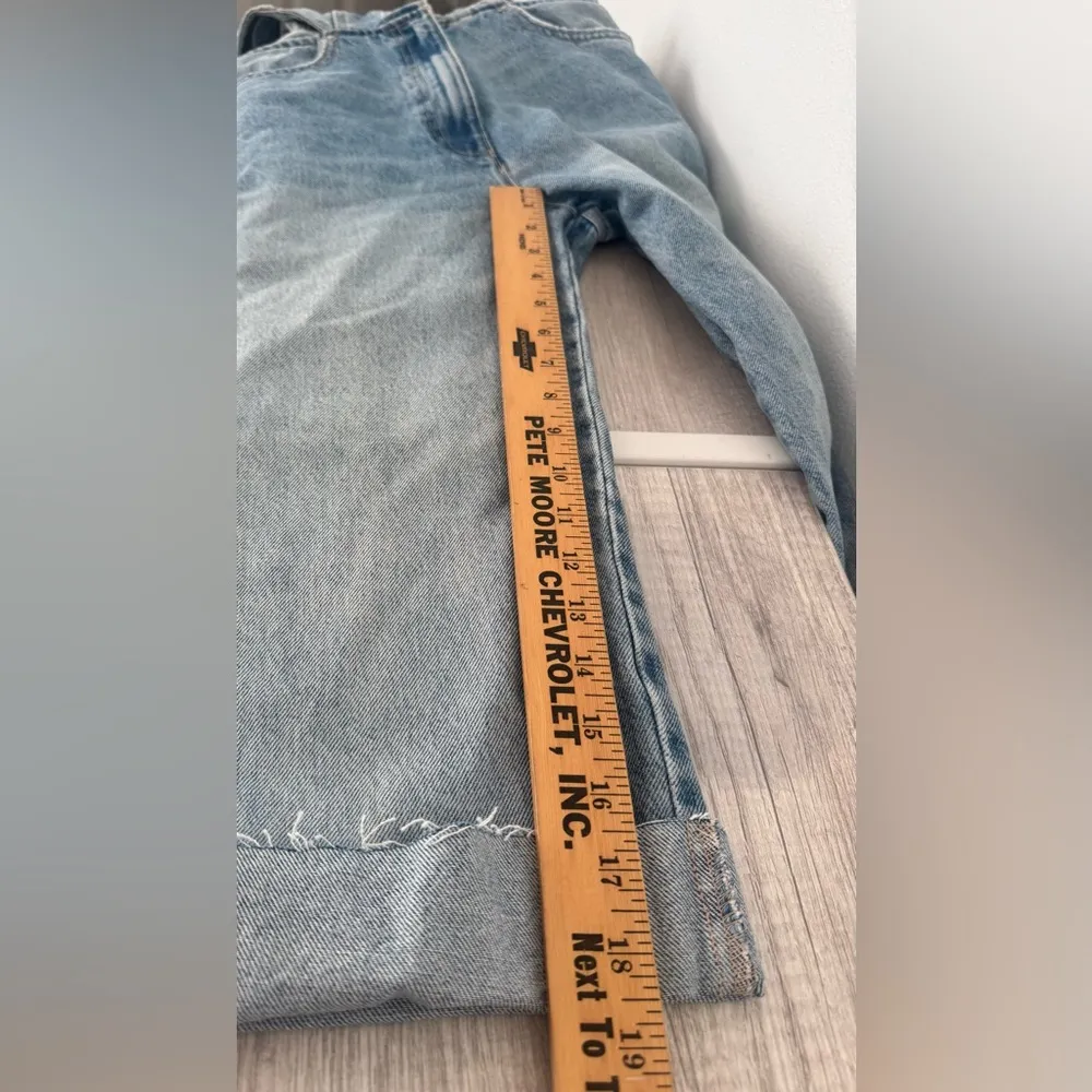 Zara Denim Cut Out Jumpsuit Cropped Length Sleeveless Distressed Light Wash XS - Image 4