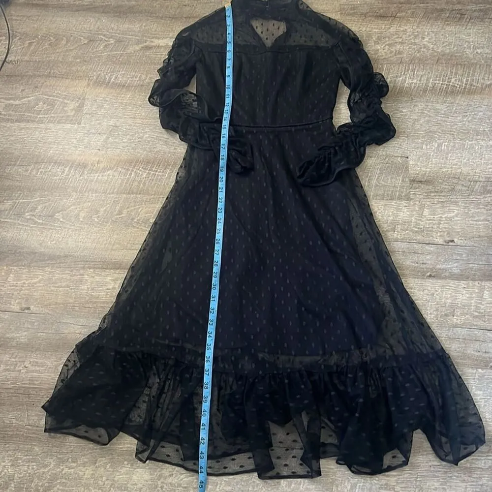 Betsey Johnson Black Mesh Polka Dot Dress Size 4 - Image 4