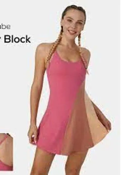 Everyday Cloudful Backless 2-in-1 Flare Activity Dress-Wannabe-Color Block XL - Image 2