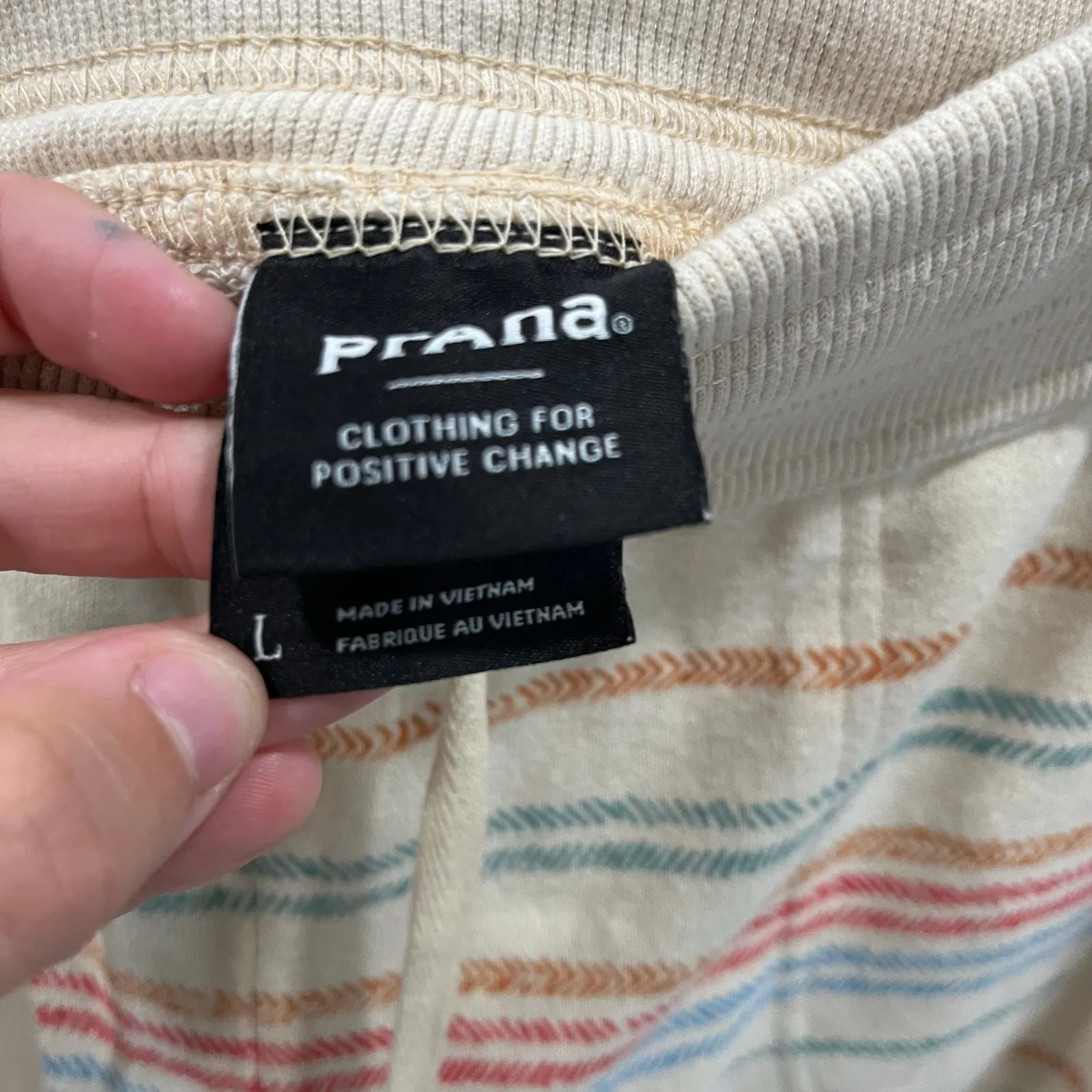 PRANA Women’s Cozy Up 3″ Shorts Stripe Hemp Blend Lounge Womens Large - Image 3