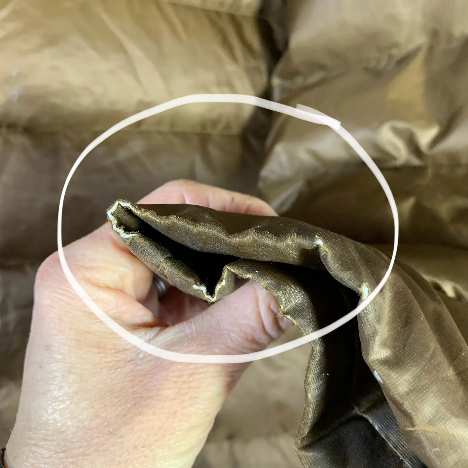 Eileen Fisher Puffer Jacket Quilted Down Fill Zip Front Warm Bronze M Cozy FLAWS - Image 9