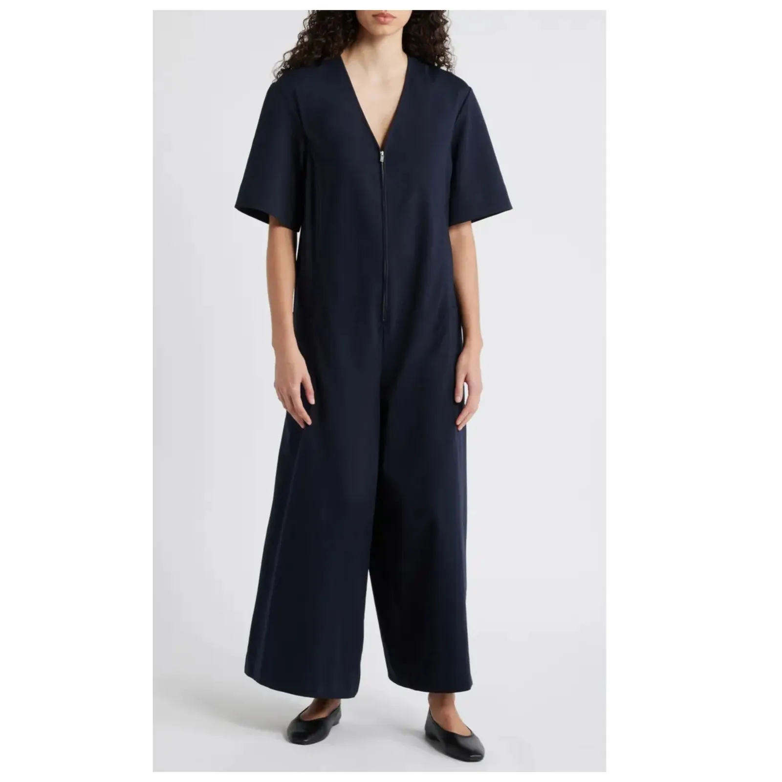COS  V-Neck Cotton Blend Jumpsuit Size US/Small - Image 2