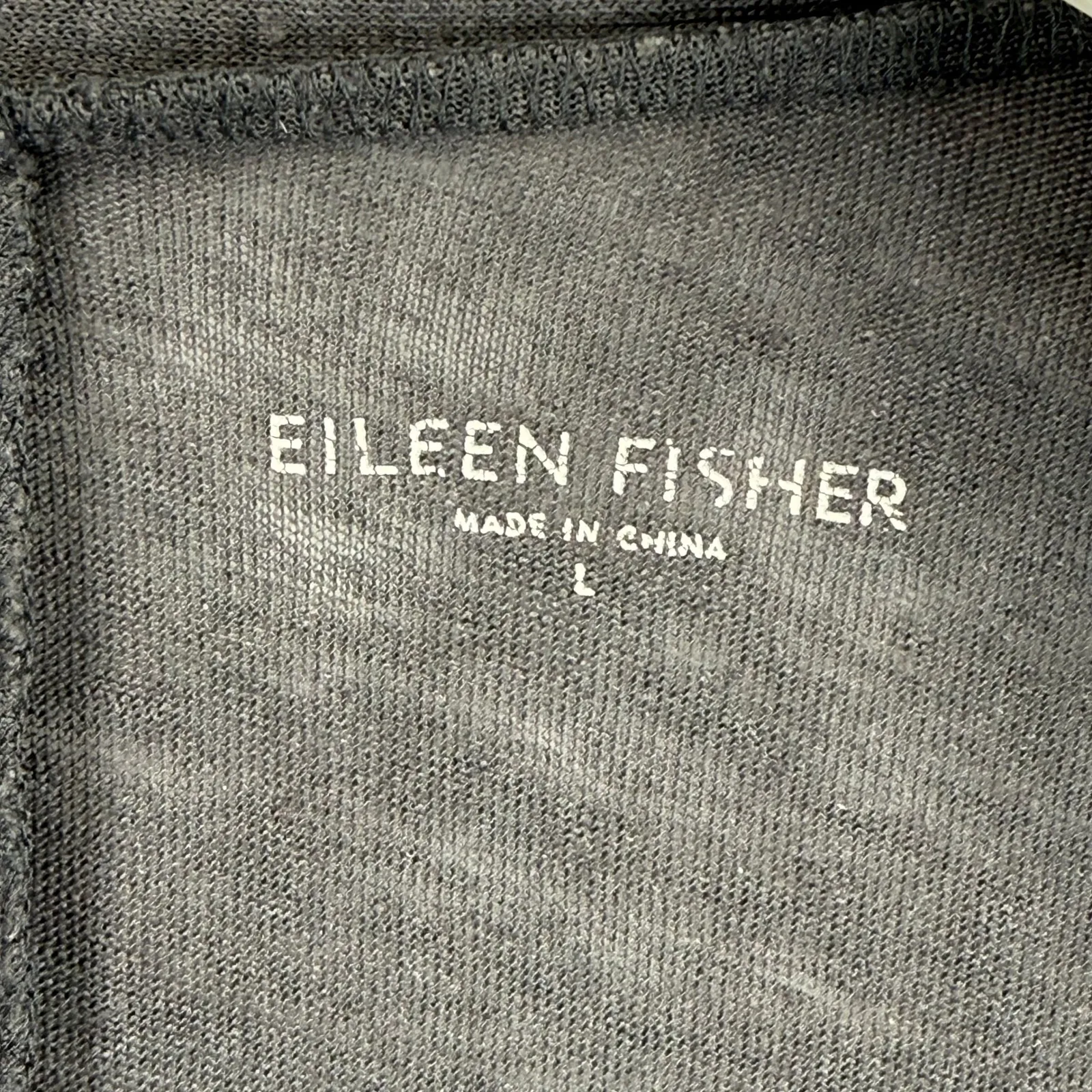 Eileen Fisher 100% Linen Turtleneck Long Sleeve Top Size L Charcoal Grey - Image 2