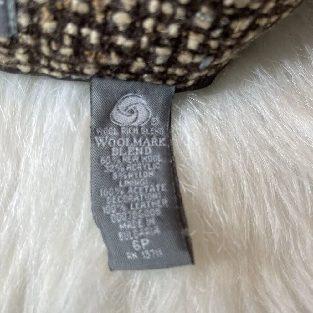 Kate Hill Size 6P Petites‎ Tweed Skirt Wool Blend Lined Brown Beige - Image 4