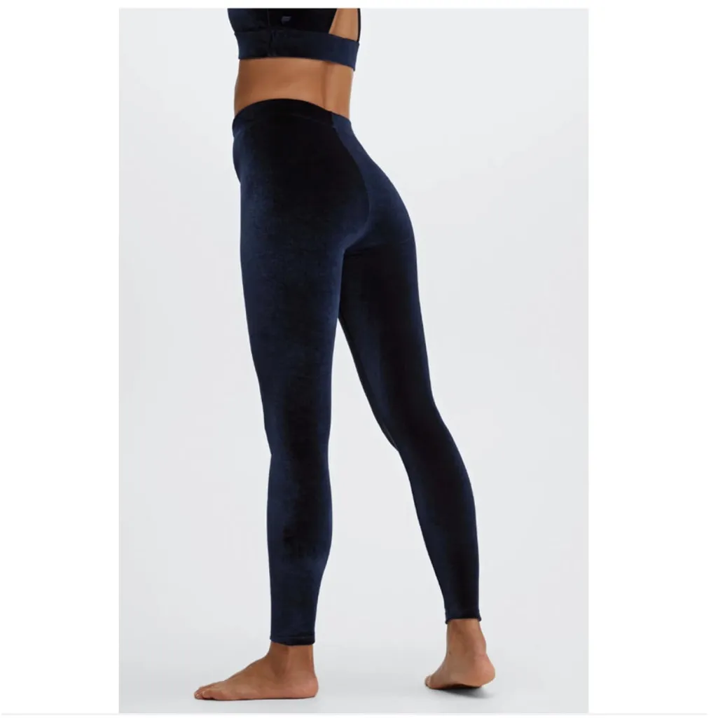 NWT Fabletics Emma Velour High Waist Leggings Short Navy Large 10 - Image 2