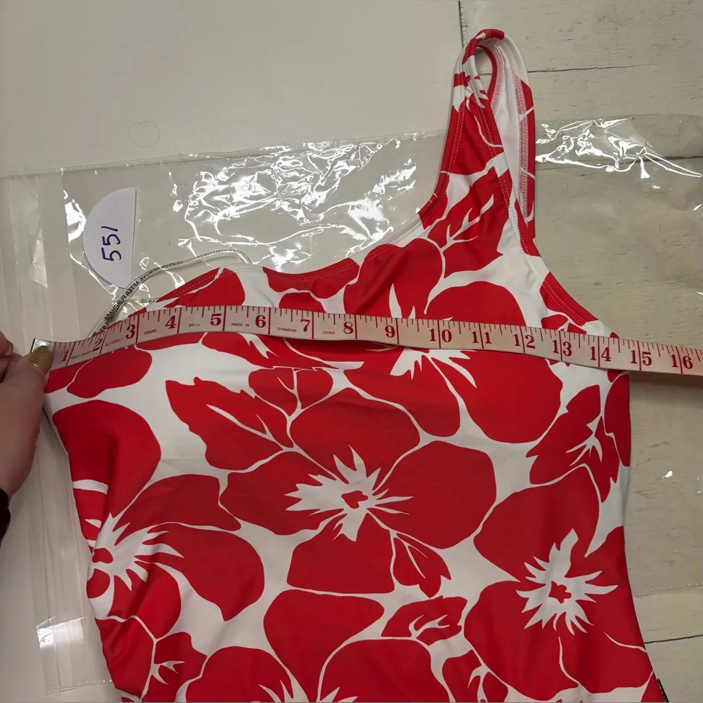 Vince Camuto Floral Printed One Shoulder One-Piece Swimsuit Ruched Size 12 New - Image 5