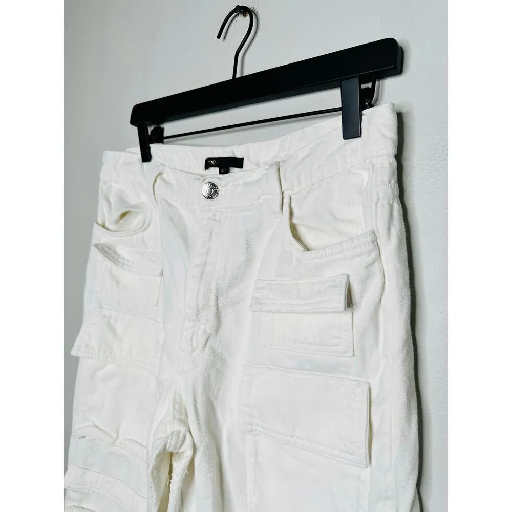 MAJE Women's White 100% Cotton Multiple Pockets Cargo Trousers Pants Size 40 - Image 12
